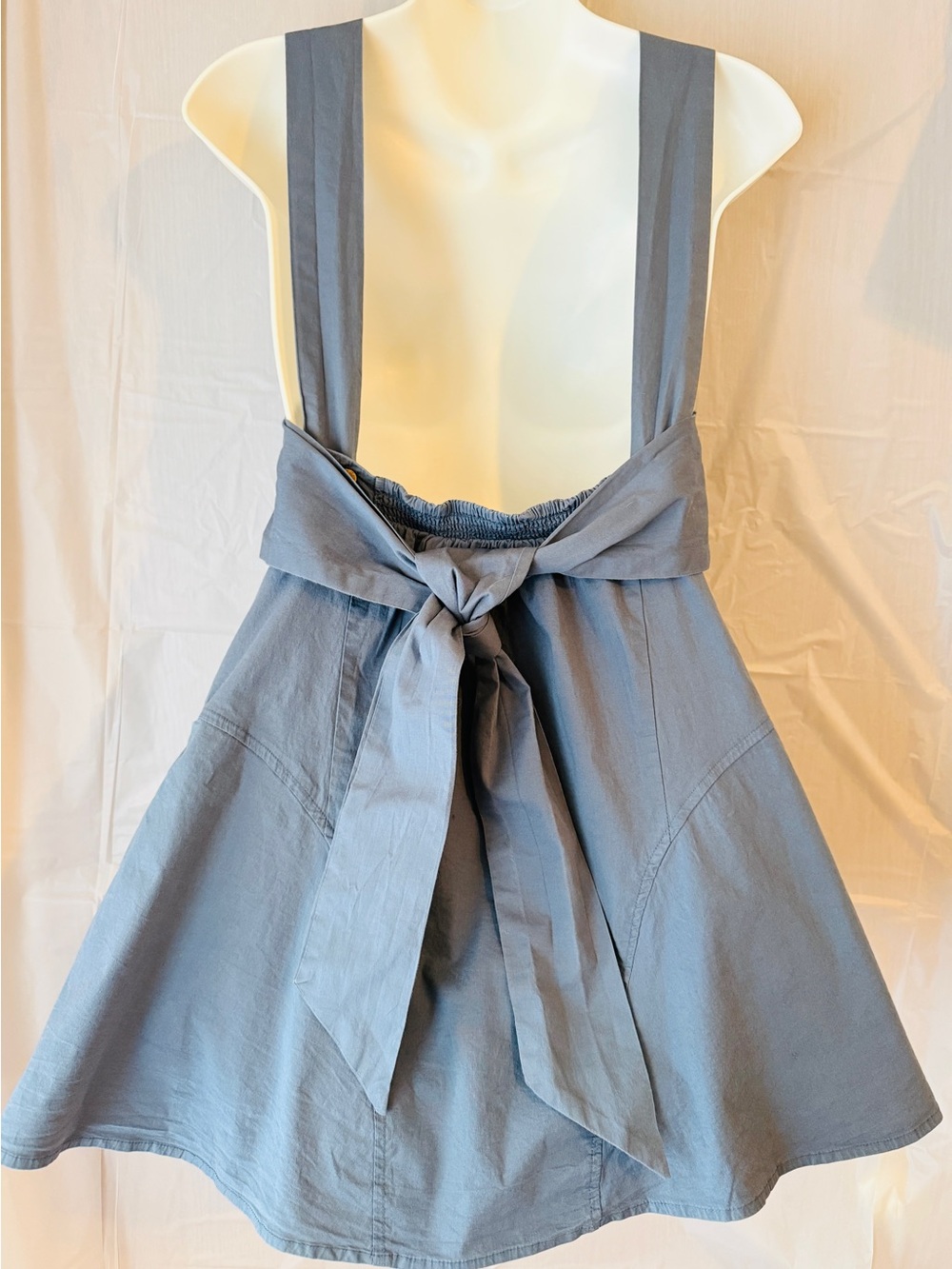 Free People Summer Boho Mini dress Open Back Crisscross adjustable Slate Blue S - Picture 8 of 15